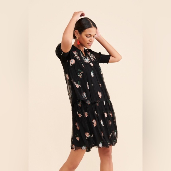 Anthropologie Let Me Be Vivian Floral Dress Boho Embroidered Floral Size Small - Picture 4 of 16